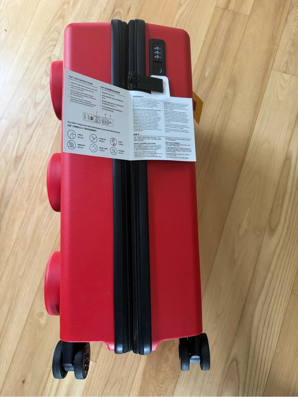 LEGO Carry On Suitcase Hard Shell Spinner Luggage Red Brick NWT Travel Bag
